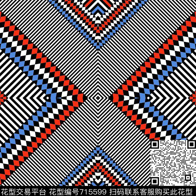 Geometric patterns X2.jpg - 715599 - 色块 不规则几何 几何 - 传统印花花型 － 女装花型设计 － 瓦栏