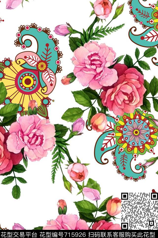 YSA2100399.jpg - 715926 - 水彩 花卉 佩斯利 - 数码印花花型 － 女装花型设计 － 瓦栏