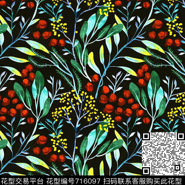 Handdrawing flowers X2.jpg - 716097 - 手绘 女装 花卉 - 数码印花花型 － 女装花型设计 － 瓦栏
