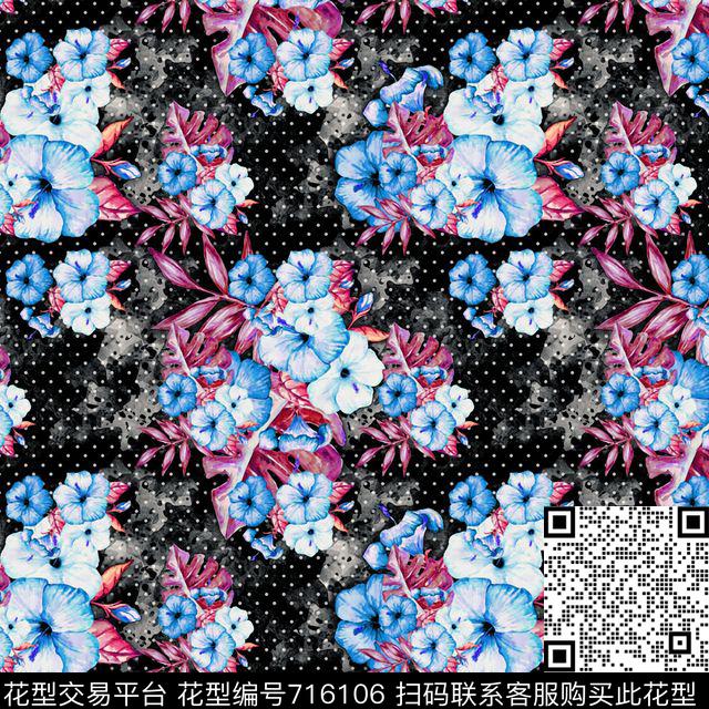 Handdrawing flowers X10.jpg - 716106 - 手绘 女装 花卉 - 数码印花花型 － 女装花型设计 － 瓦栏