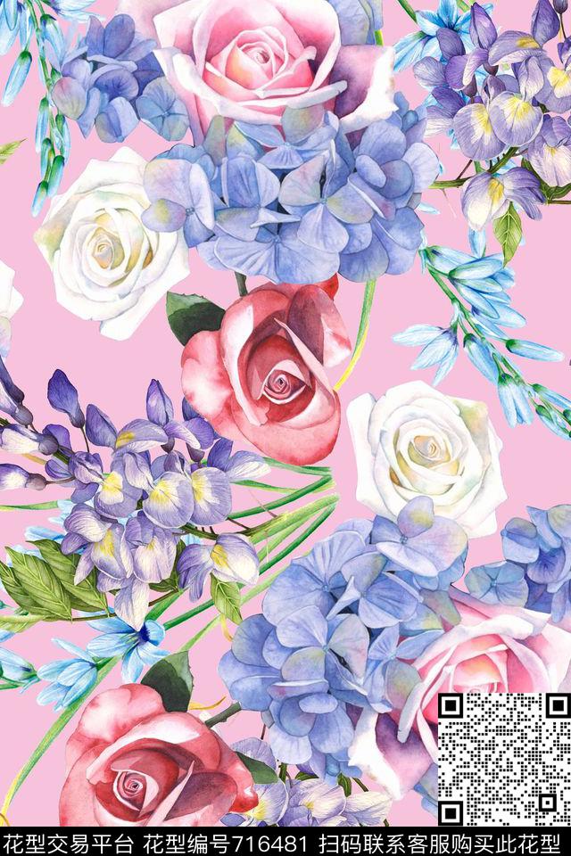 YSA2100389-1.jpg - 716481 - 水彩 花卉 玫瑰 - 数码印花花型 － 女装花型设计 － 瓦栏