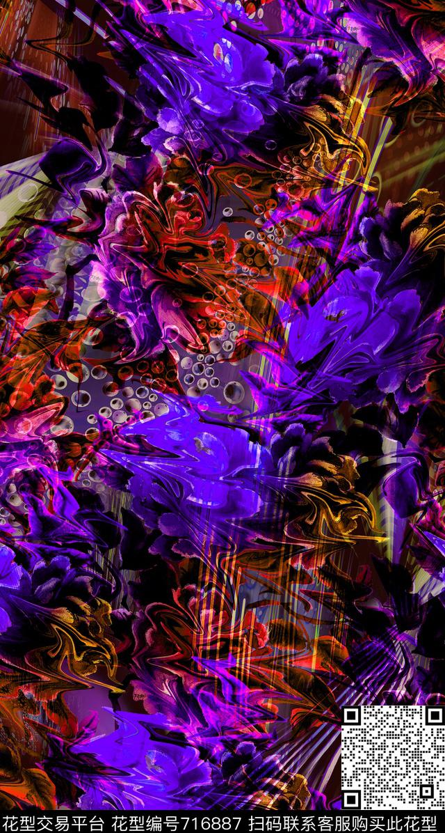 抽象花卉泼墨艺术.jpg - 716887 - 抽象 花卉 泼墨 - 数码印花花型 － 女装花型设计 － 瓦栏