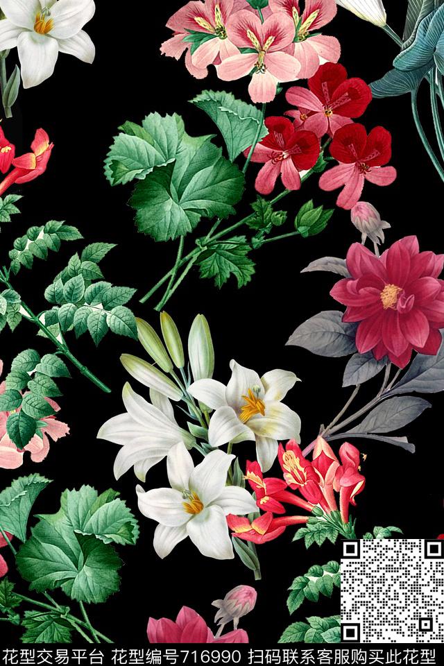 FY0634.jpg - 716990 - 花朵 花卉 复古 - 数码印花花型 － 女装花型设计 － 瓦栏
