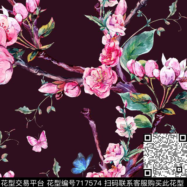 07334.tif - 717574 - 日韩风 欧美 花卉 - 数码印花花型 － 泳装花型设计 － 瓦栏
