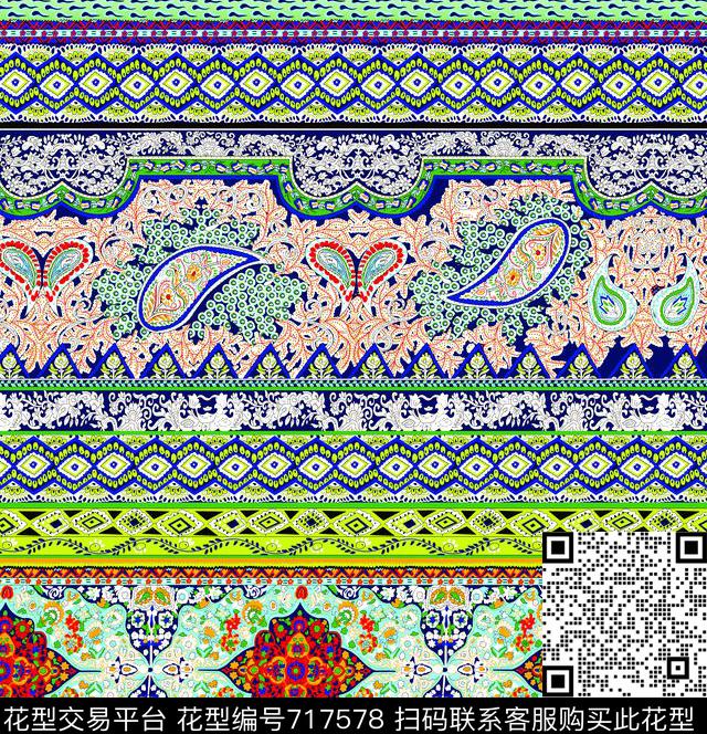 07337.tif - 717578 - 印度 简欧 日韩风 - 传统印花花型 － 泳装花型设计 － 瓦栏