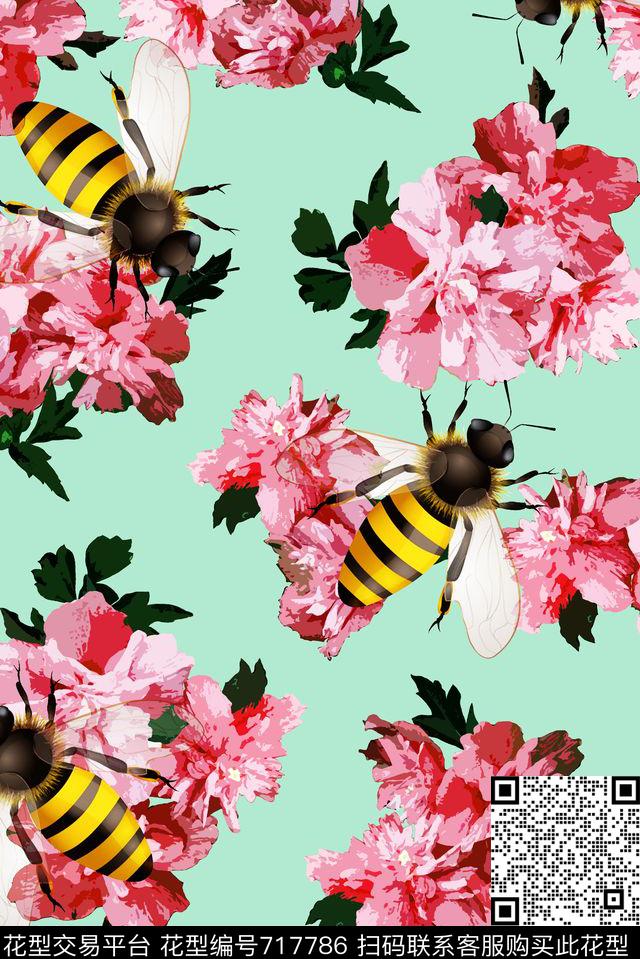 ZH-4.jpg - 717786 - 昆虫 蜜蜂 花朵　　趣味昆虫 - 数码印花花型 － 女装花型设计 － 瓦栏