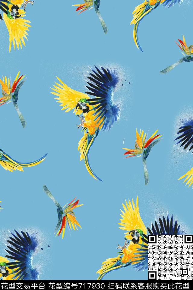 g1610303-2.jpg - 717930 - 鹦鹉 天堂鸟 趣味 - 数码印花花型 － 女装花型设计 － 瓦栏