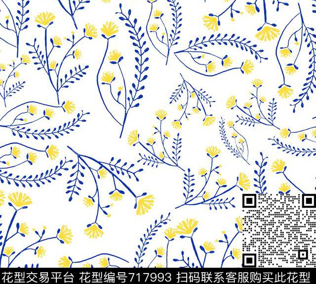 JY-160045.tif - 717993 - 花卉 素雅 清新 - 传统印花花型 － 女装花型设计 － 瓦栏