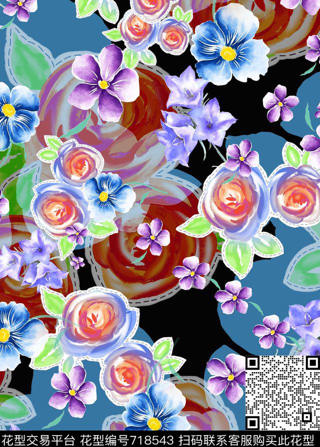 0442.jpg - 718543 - 花朵 大花 花卉 - 数码印花花型 － 箱包花型设计 － 瓦栏