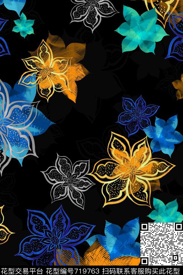 16-10-8-3.jpg - 719763 - 艺术花卉 风格化花卉 手绘笔触 - 数码印花花型 － 女装花型设计 － 瓦栏