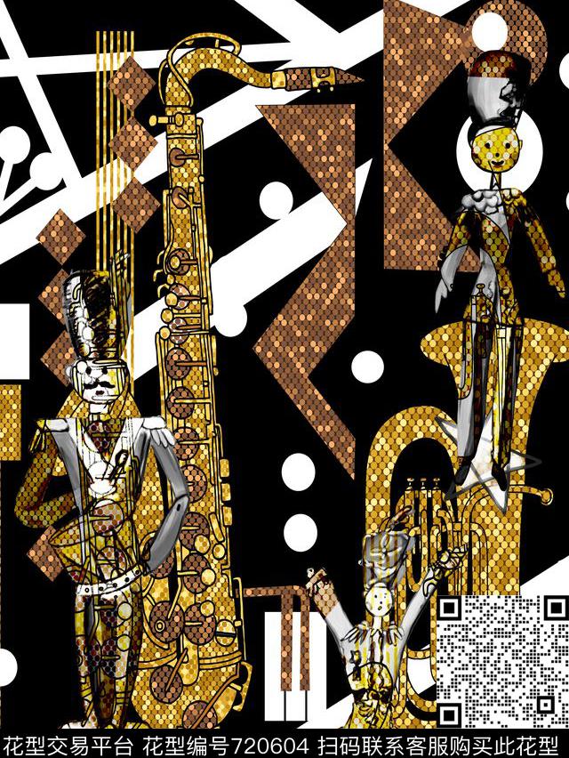 DG2.jpg - 720604 - DOLCE&GABBANA 杜嘉班纳 黄金乐器皇家乐队 - 数码印花花型 － 男装花型设计 － 瓦栏