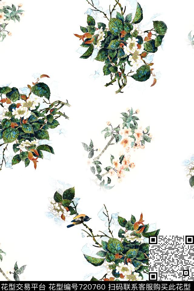 植物.tif - 720760 - 花朵 花卉 数码花型 - 数码印花花型 － 女装花型设计 － 瓦栏