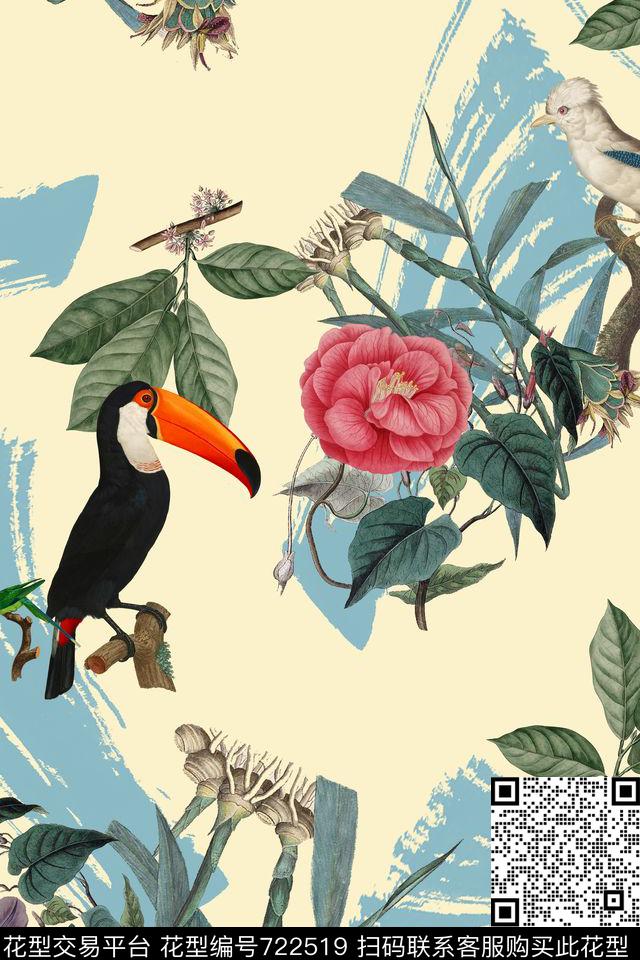 x-0702.jpg - 722519 - 趣味 鸟 植物 - 数码印花花型 － 女装花型设计 － 瓦栏