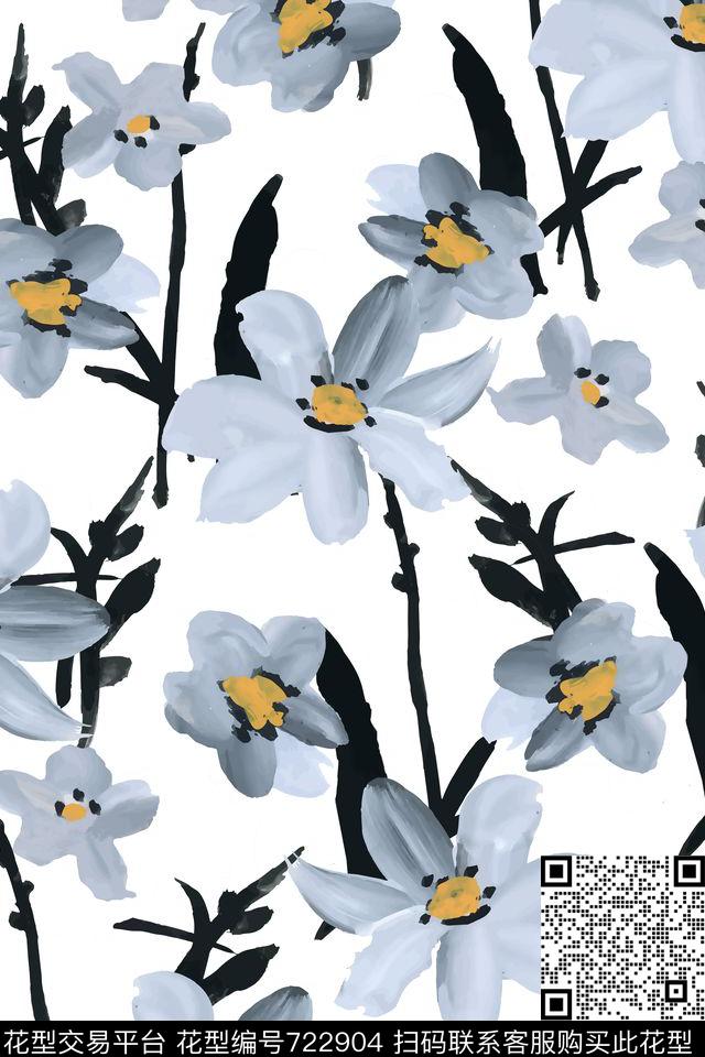 2016101404-a.jpg - 722904 - 时尚清新 花卉 花朵 - 数码印花花型 － 女装花型设计 － 瓦栏