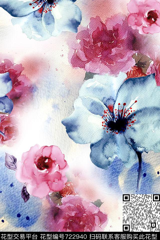 x-0704.jpg - 722940 - 花卉 水彩 手绘 - 数码印花花型 － 女装花型设计 － 瓦栏