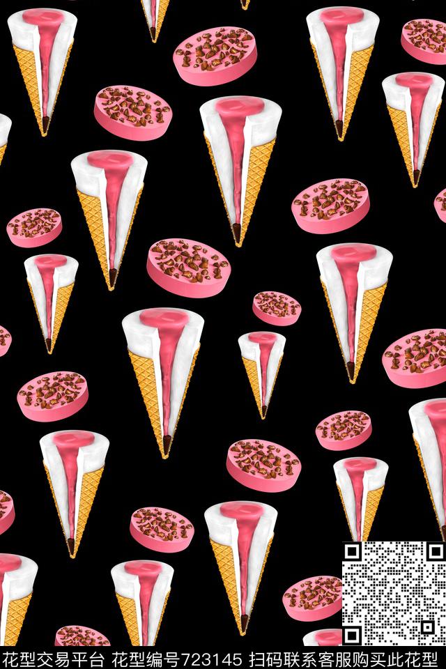 0610-15-01.jpg - 723145 - 流行时尚 趣味 冰淇淋 - 数码印花花型 － 女装花型设计 － 瓦栏