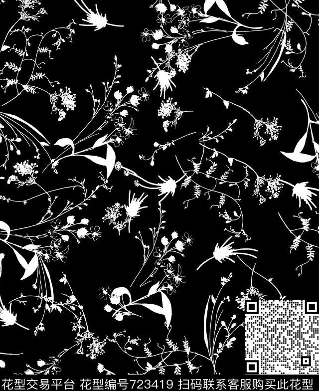 几何小碎花B.jpg - 723419 - 复古、田园、花卉 几何 花卉 - 传统印花花型 － 男装花型设计 － 瓦栏