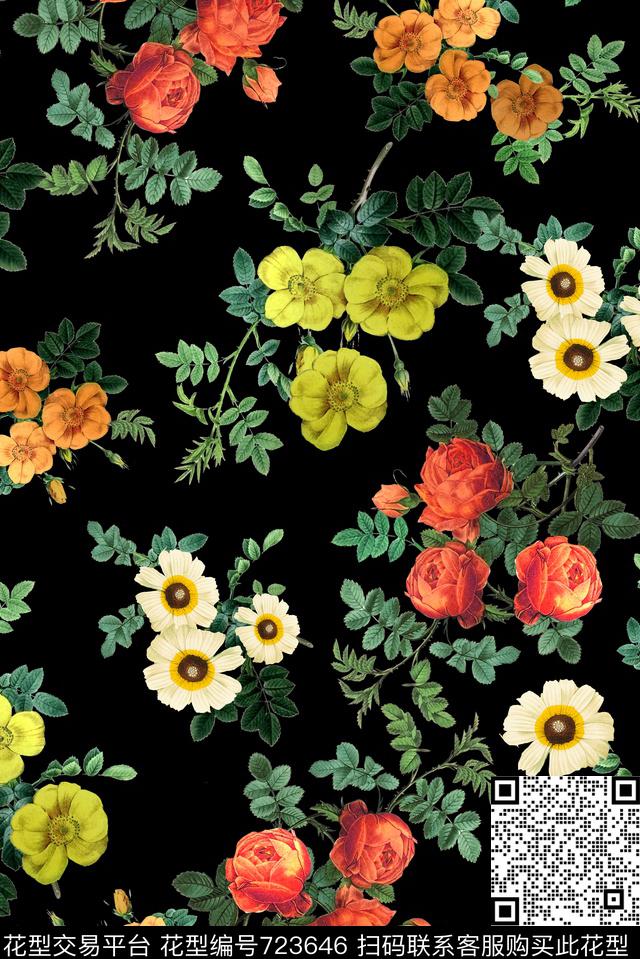 X393.jpg - 723646 - 复古 时尚 花卉 - 数码印花花型 － 女装花型设计 － 瓦栏