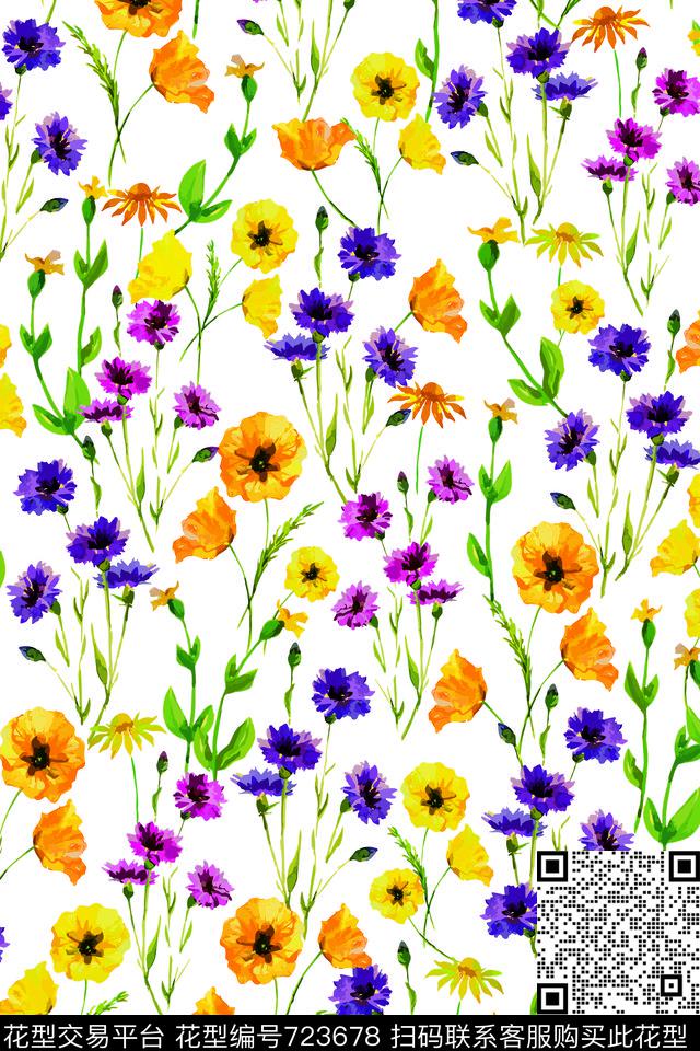 大牌印花植物花卉图02.jpg - 723678 - 花卉 植物 时尚 - 数码印花花型 － 女装花型设计 － 瓦栏