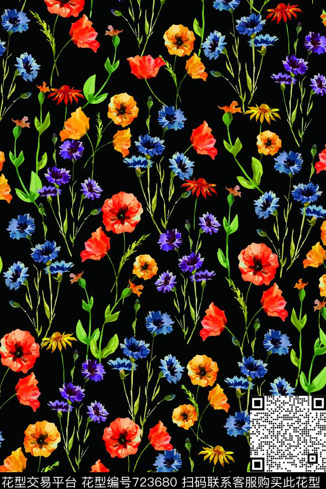 大牌印花植物花卉图03.jpg - 723680 - 花卉 植物 时尚 - 数码印花花型 － 女装花型设计 － 瓦栏