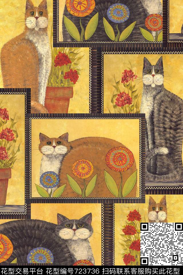 x-0707.jpg - 723736 - 趣味 猫咪 动物 - 数码印花花型 － 女装花型设计 － 瓦栏