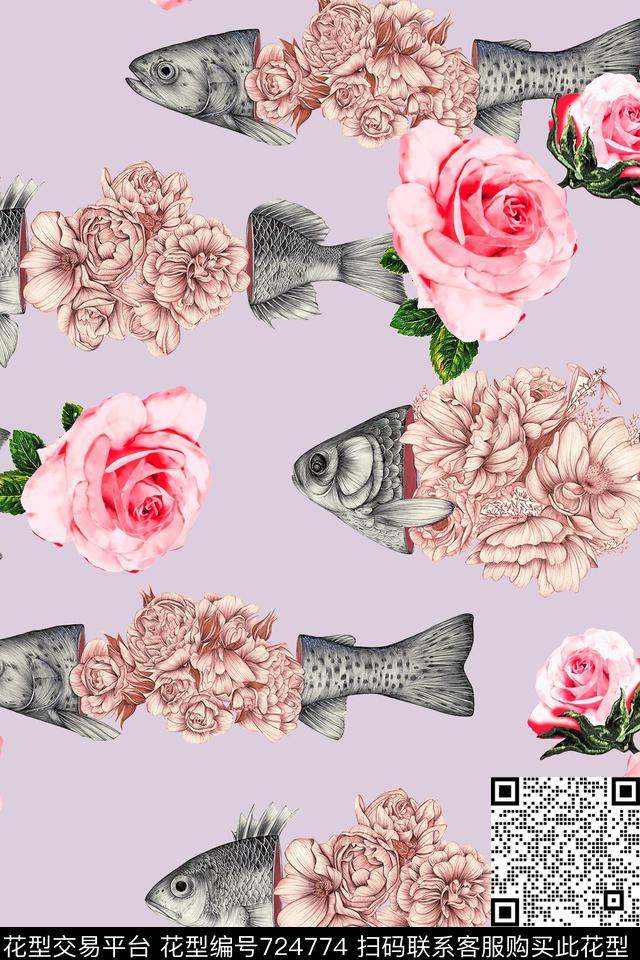 0610-18-02 a.jpg - 724774 - 流行时尚 玫瑰 花卉 - 数码印花花型 － 女装花型设计 － 瓦栏