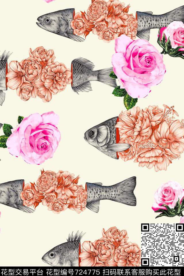 0610-18-02.jpg - 724775 - 流行时尚 玫瑰 花卉 - 数码印花花型 － 女装花型设计 － 瓦栏