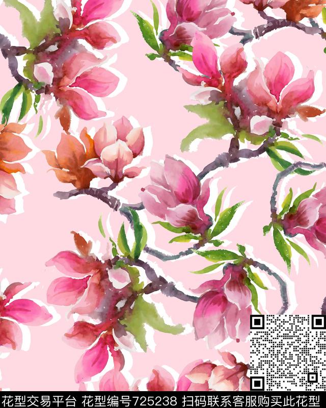 2016101801-a.jpg - 725238 - 清新 花卉 花枝 - 数码印花花型 － 女装花型设计 － 瓦栏