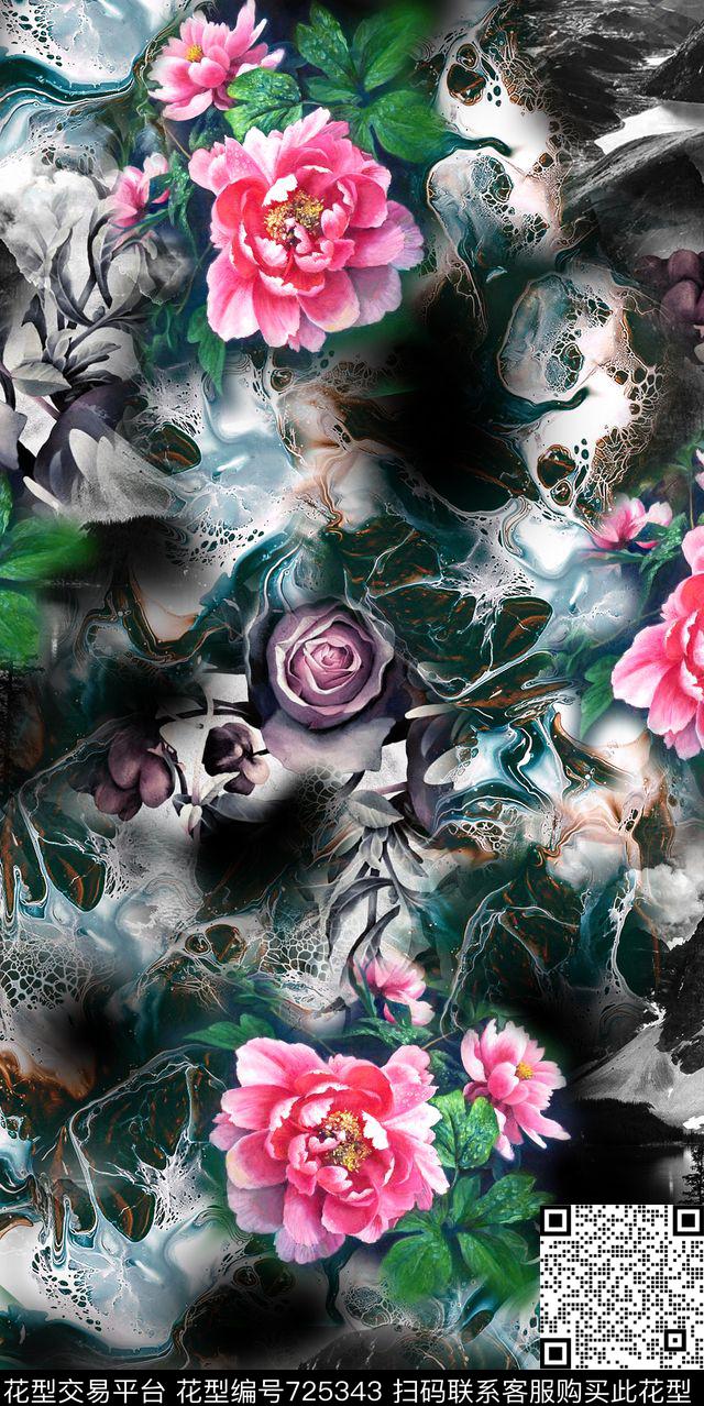 cf-610-19-01.jpg - 725343 - 玫瑰 花纹油画 花卉 - 数码印花花型 － 女装花型设计 － 瓦栏