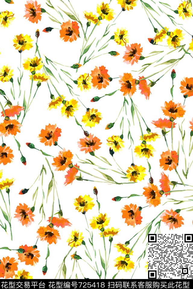 ld012黄.jpg - 725418 - 植物 时尚 小碎花 - 数码印花花型 － 女装花型设计 － 瓦栏