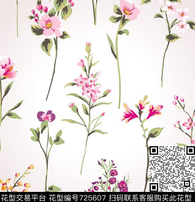 小花.jpg - 725607 - 花卉 小碎花 - 数码印花花型 － 女装花型设计 － 瓦栏