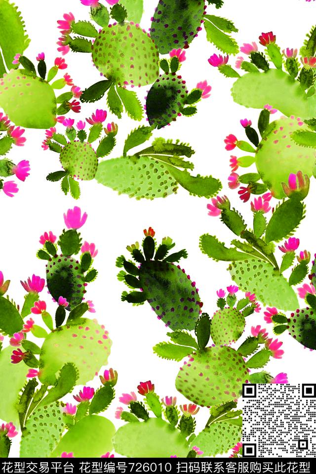 仙人掌01.jpg - 726010 - 小碎花 时尚 花朵 - 数码印花花型 － 女装花型设计 － 瓦栏