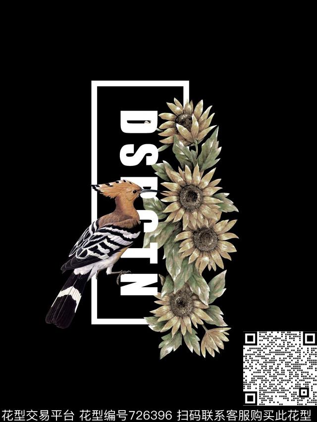 N9365-1.jpg - 726396 - 花卉 鸟 男装T恤花型 - 数码印花花型 － 男装花型设计 － 瓦栏