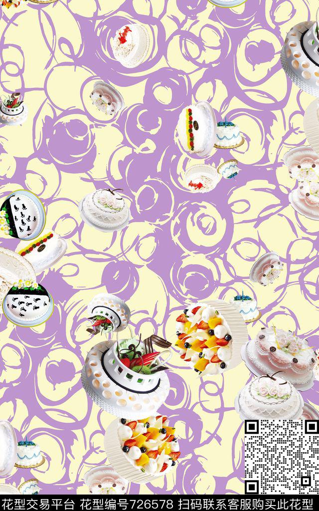 1021b1.jpg - 726578 - 糕点 抽象 蛋糕 - 数码印花花型 － 女装花型设计 － 瓦栏