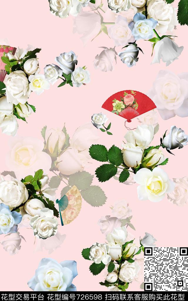 1021c2.jpg - 726598 - 白玫瑰 花朵 花卉 - 数码印花花型 － 女装花型设计 － 瓦栏