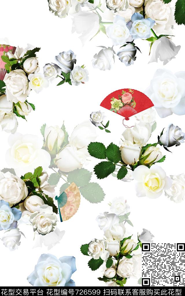1021c3.jpg - 726599 - 白玫瑰 花朵 花卉 - 数码印花花型 － 女装花型设计 － 瓦栏