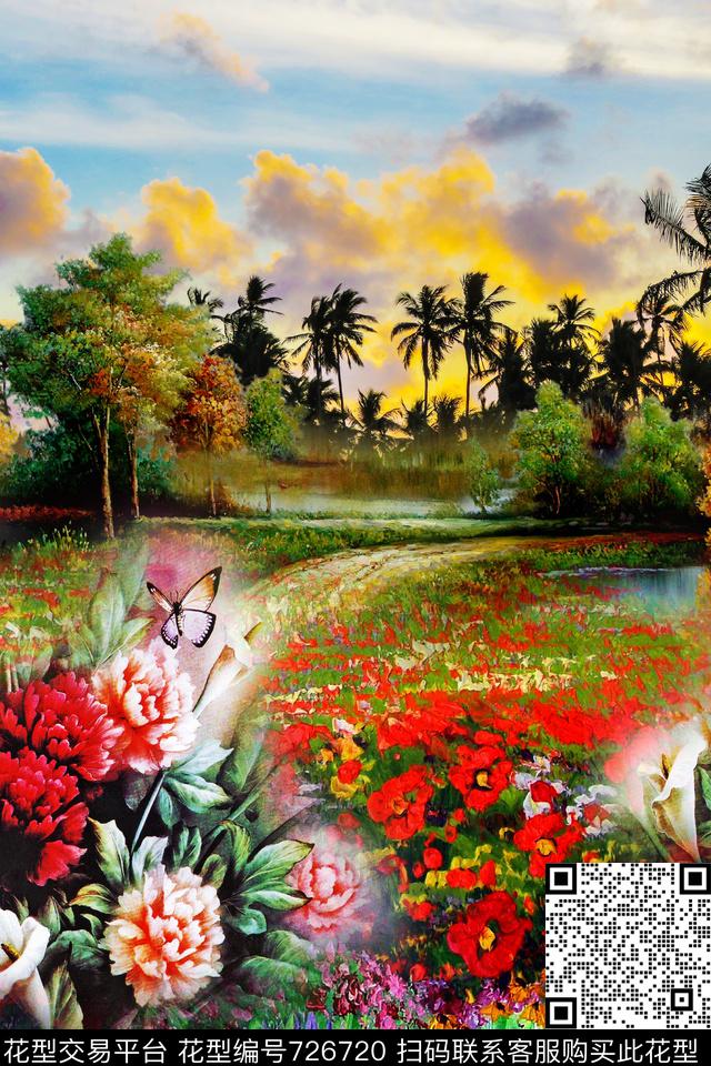 CG-1008-wht.jpg - 726720 - 油画花卉 风景 椰子树 - 数码印花花型 － 女装花型设计 － 瓦栏