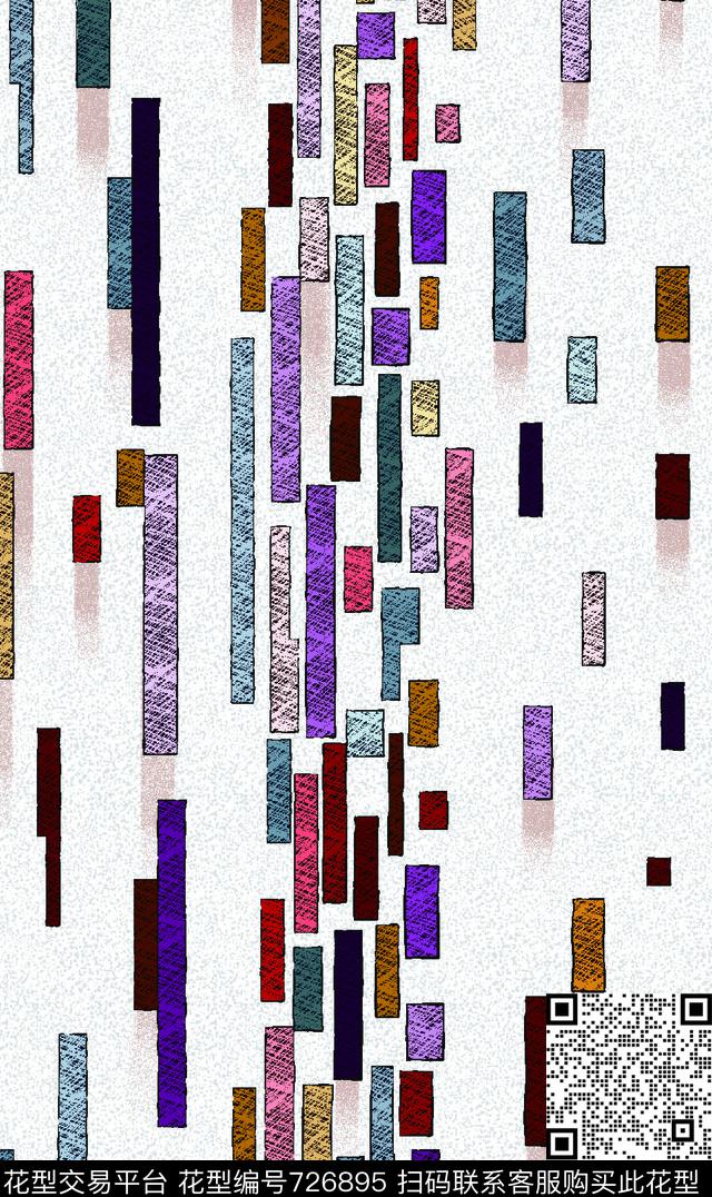 喜帖街-1.tif - 726895 - 格子 抽象 花卉 - 数码印花花型 － 男装花型设计 － 瓦栏