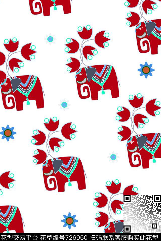 002501.jpg - 726950 - 花卉 羽毛 动物 - 传统印花花型 － 童装花型设计 － 瓦栏