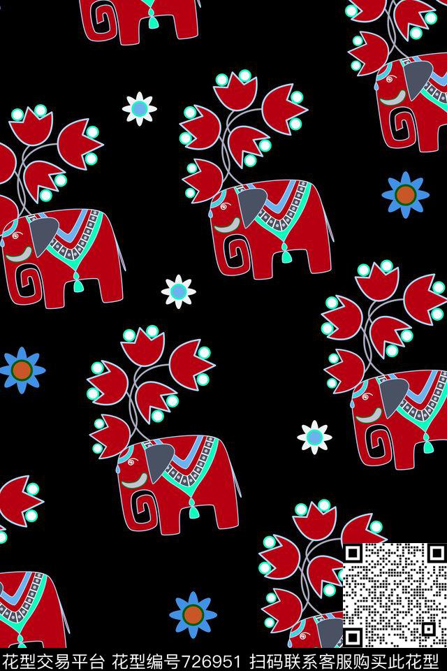 002502.jpg - 726951 - 花卉 羽毛 动物 - 数码印花花型 － 童装花型设计 － 瓦栏