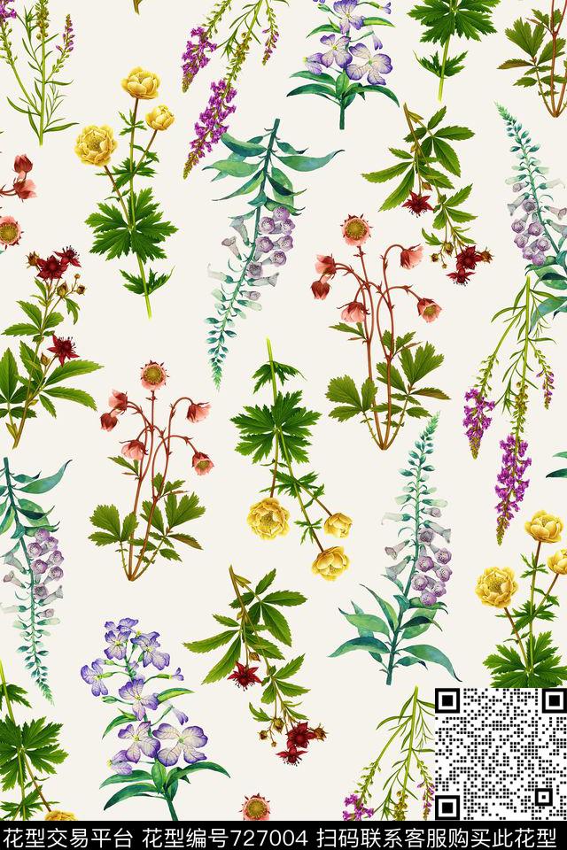 手绘 植物 花卉 花簇 .jpg - 727004 - 手绘 花卉 花簇 - 数码印花花型 － 女装花型设计 － 瓦栏