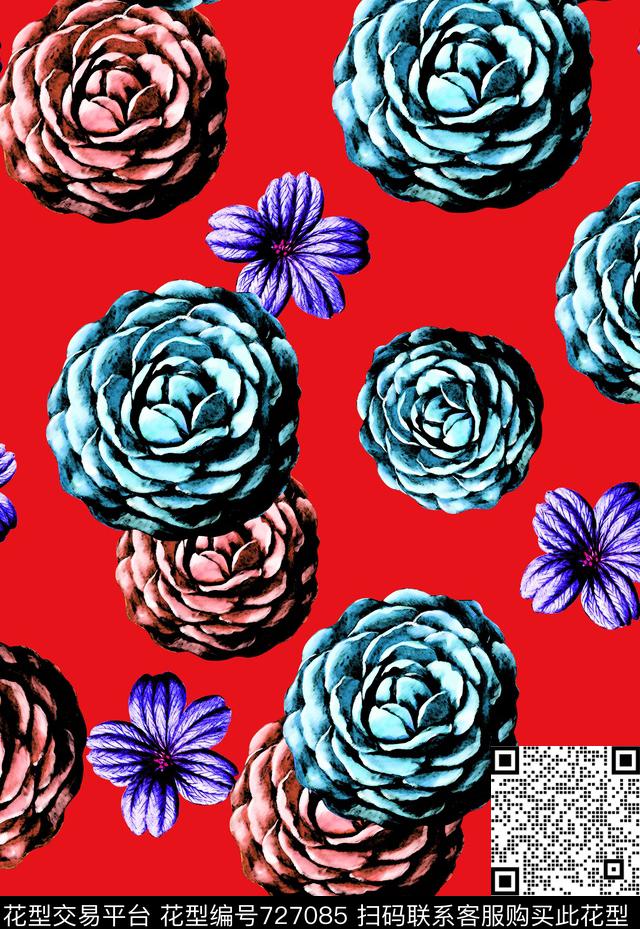 20161023-4.jpg - 727085 - 花卉 女装 丝巾长巾方巾不定位 - 数码印花花型 － 女装花型设计 － 瓦栏