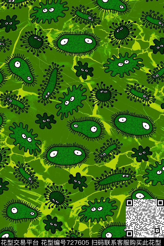 细菌侵入.tif - 727605 - 性感迷彩 动物迷彩 卡通迷彩 - 数码印花花型 － 女装花型设计 － 瓦栏