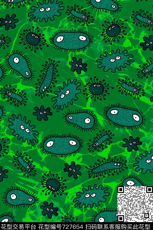 细菌侵入.tif - 727654 - 性感迷彩 动物迷彩 卡通迷彩 - 数码印花花型 － 女装花型设计 － 瓦栏