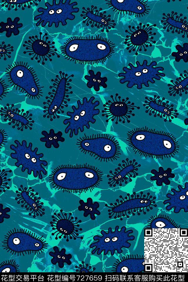 细菌侵入.tif - 727659 - 性感迷彩 动物迷彩 卡通迷彩 - 数码印花花型 － 女装花型设计 － 瓦栏