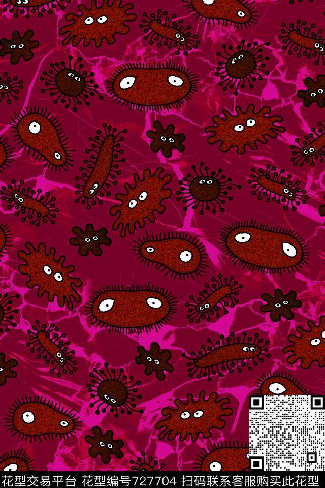 细菌侵入.tif - 727704 - 性感迷彩 动物迷彩 卡通迷彩 - 数码印花花型 － 女装花型设计 － 瓦栏