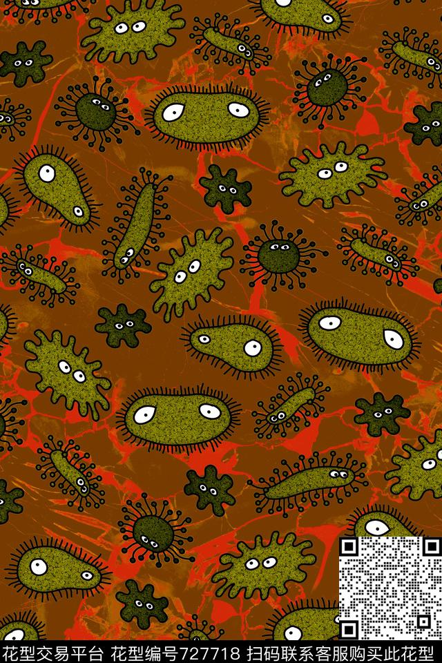 细菌侵入.tif - 727718 - 性感迷彩 动物迷彩 卡通迷彩 - 数码印花花型 － 女装花型设计 － 瓦栏