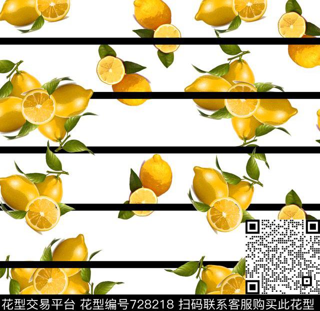 柠檬.jpg - 728218 - 花卉 柠檬 果实 - 数码印花花型 － 女装花型设计 － 瓦栏