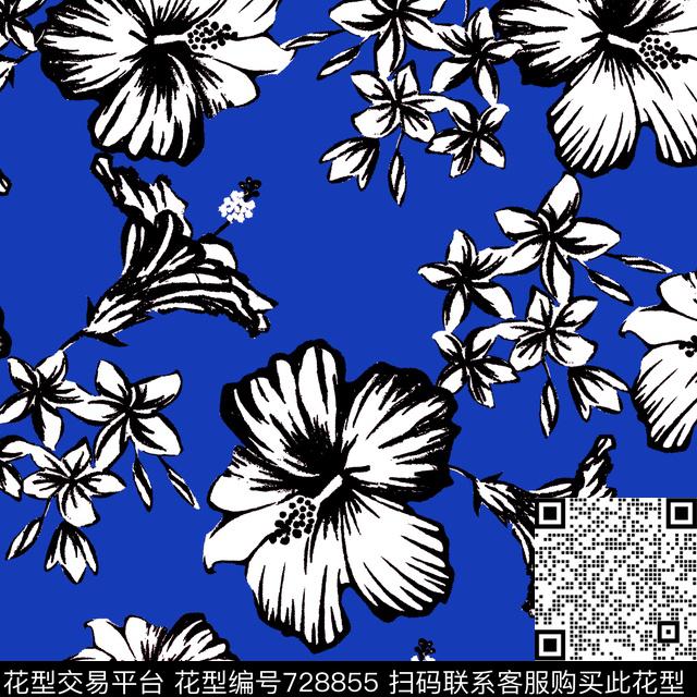 2016.1025-1.tif - 728855 - 热带 新手法畫法 雙色印花 - 传统印花花型 － 泳装花型设计 － 瓦栏