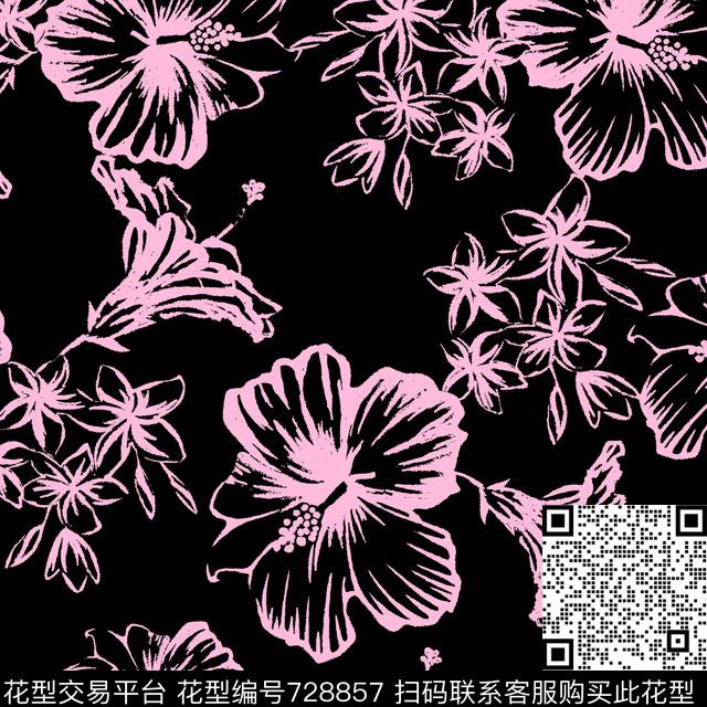2016.1025-3 - 728857 - 热带 新手法畫法 雙色印花 - 传统印花花型 － 泳装花型设计 － 瓦栏